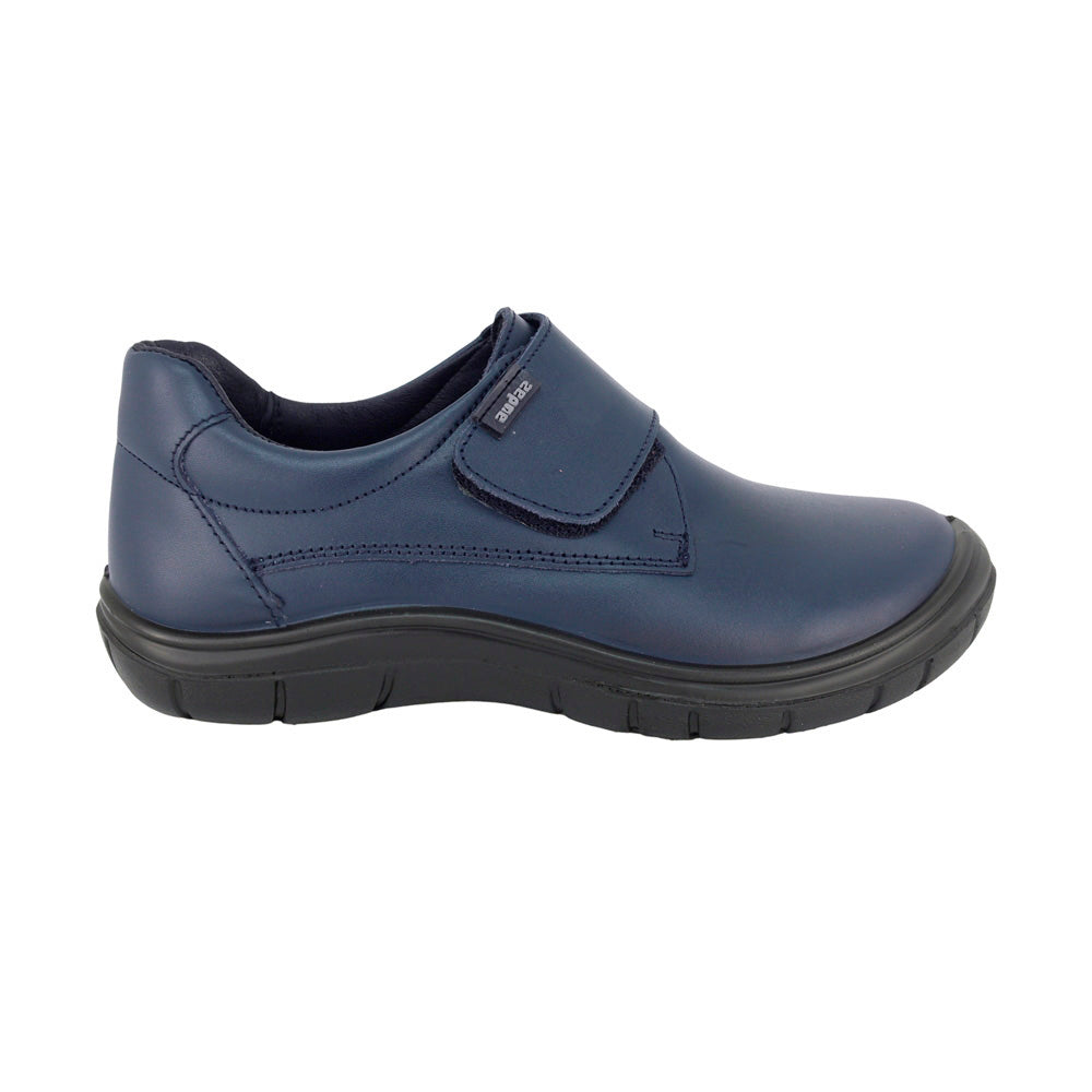 ZAPATO ESCOLAR AUDAZ PARA NIÑO PIEL AZUL MONKEY CON TIRA DE CONTACTO
