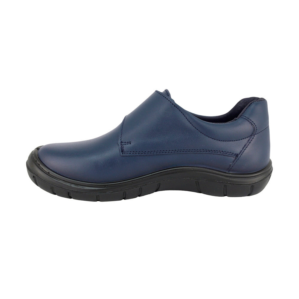 ZAPATO ESCOLAR AUDAZ PARA NIÑO PIEL AZUL MONKEY CON TIRA DE CONTACTO