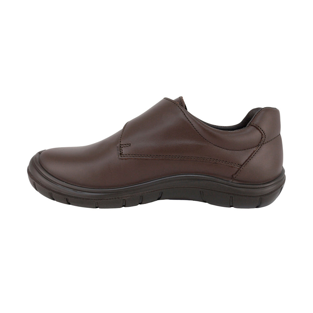 ZAPATO ESCOLAR AUDAZ PARA NIÑO PIEL CAFE MONKEY CON TIRA DE CONTACTO