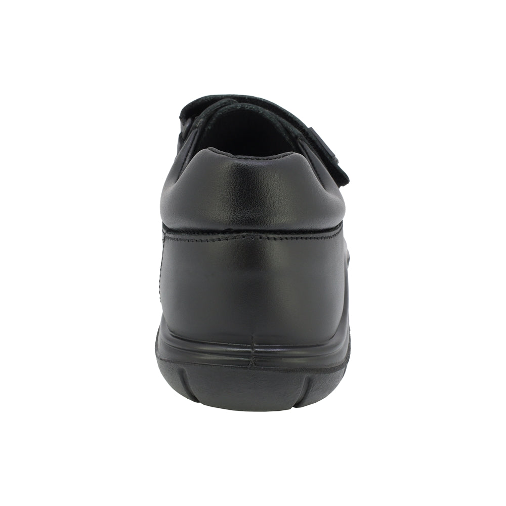 ZAPATO ESCOLAR AUDAZ PARA NIÑO PIEL NEGRO MONKEY CON DOBLE TIRA DE CONTACTO