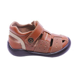 SANDALIA AUDAZ PARA NIÑO COLOR MIEL DE PIEL CASTOR CON TIRA DE CONTACTO