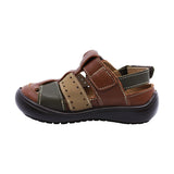 Sandalia Audaz para niño en piel café claro Castor con perforaciones decorativas