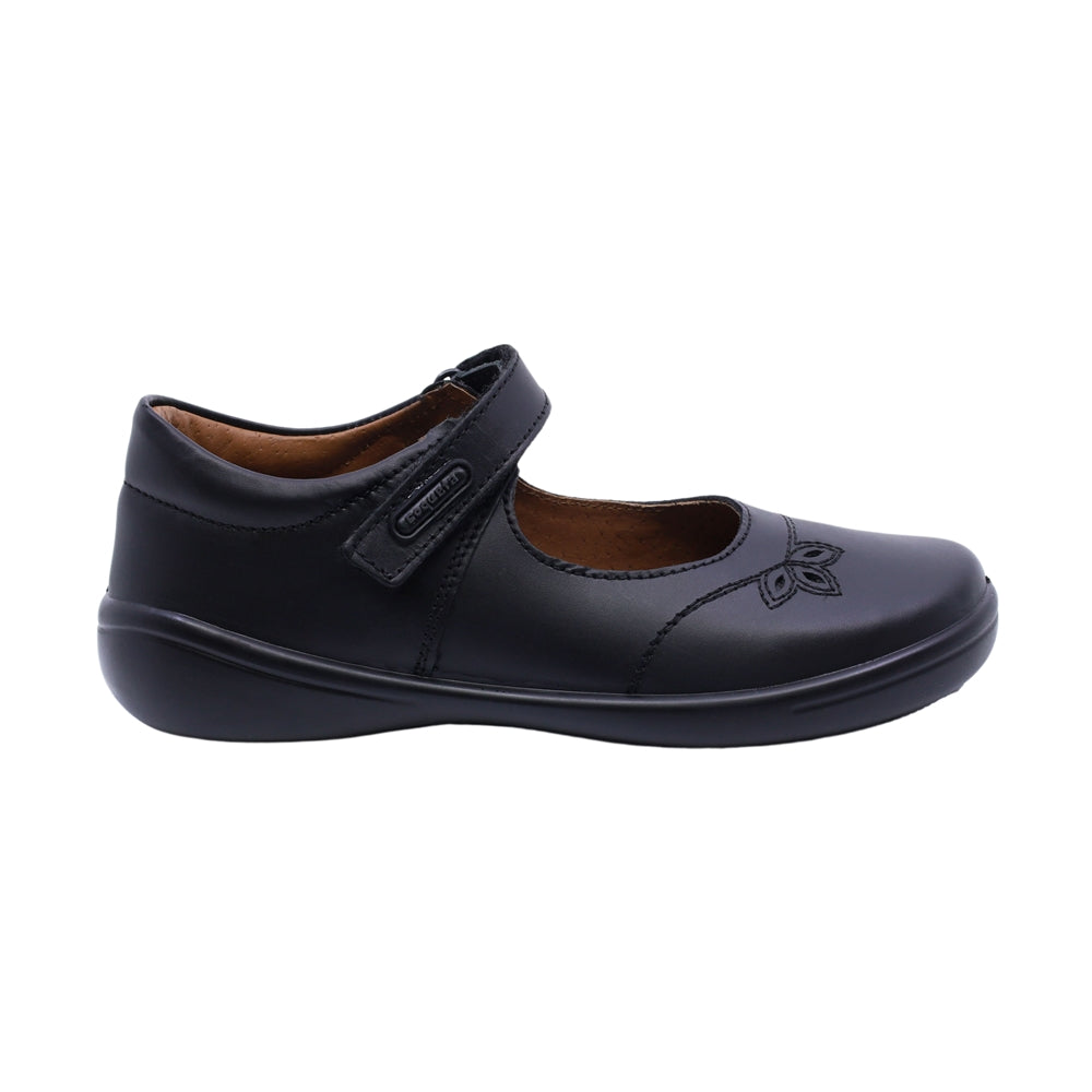 Zapato escolar Coqueta de piel color negro Selene con tira de contacto