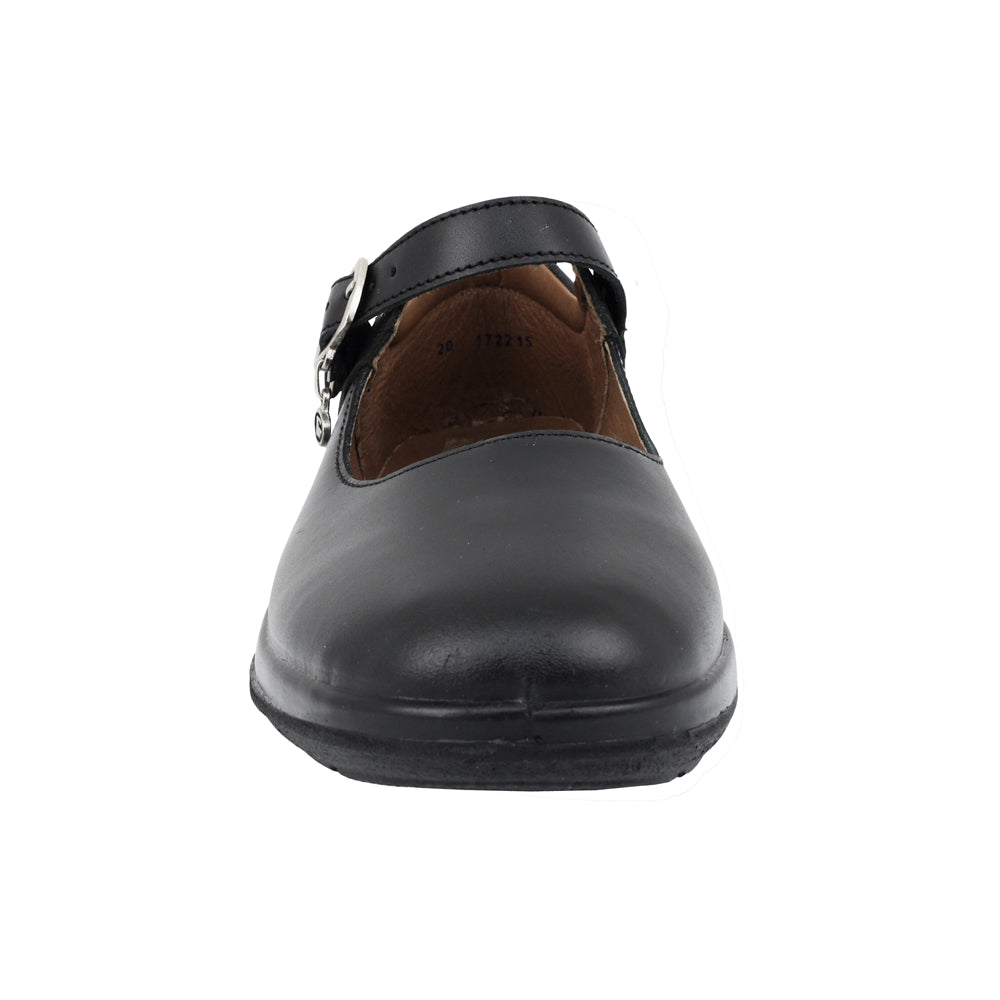ZAPATO ESCOLAR COQUETA PARA NIÑA PIEL NEGRO VALENCIA CON HEBILLA