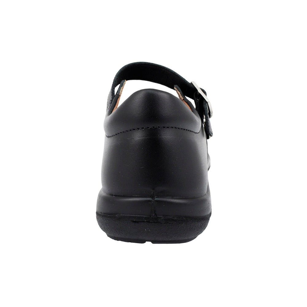 ZAPATO ESCOLAR COQUETA PARA NIÑA PIEL NEGRO VALENCIA CON HEBILLA