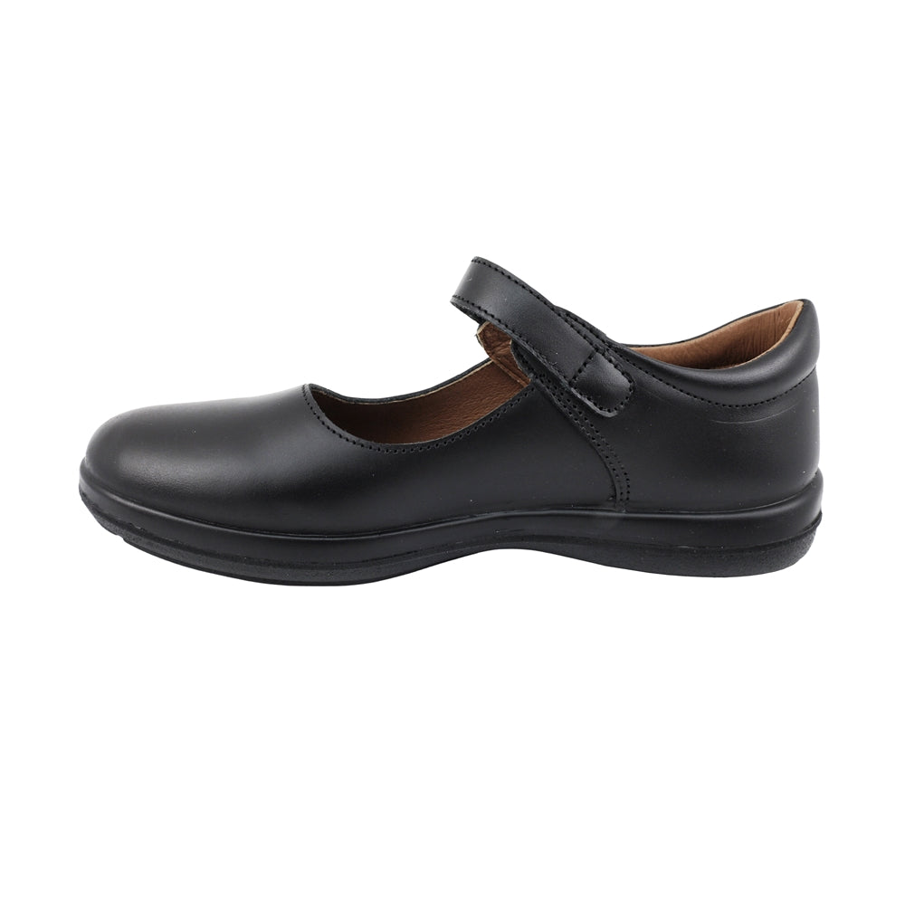 ZAPATO ESCOLAR COQUETA PARA NIÑA PIEL NEGRO VALENCIA CON HEBILLA
