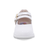 ZAPATO COQUETA PARA NIÑA EN CHAROL COLOR BLANCO RONDY CON DOBLE HEBILLA