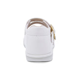 ZAPATO COQUETA PARA NIÑA EN CHAROL COLOR BLANCO RONDY CON DOBLE HEBILLA