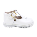 ZAPATO COQUETA PARA NIÑA DE PIEL COLOR PERLA RONDY CON HEBILLA