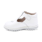 ZAPATO COQUETA PARA NIÑA DE PIEL COLOR PERLA RONDY CON HEBILLA