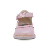 ZAPATO COQUETA PARA NIÑA DE PIEL COLOR ROSA RONDY CON CORREA DE MARIPOSAS