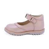 ZAPATO COQUETA PARA NIÑA DE PIEL COLOR ROSA RONDY CON CORREA DE MARIPOSAS