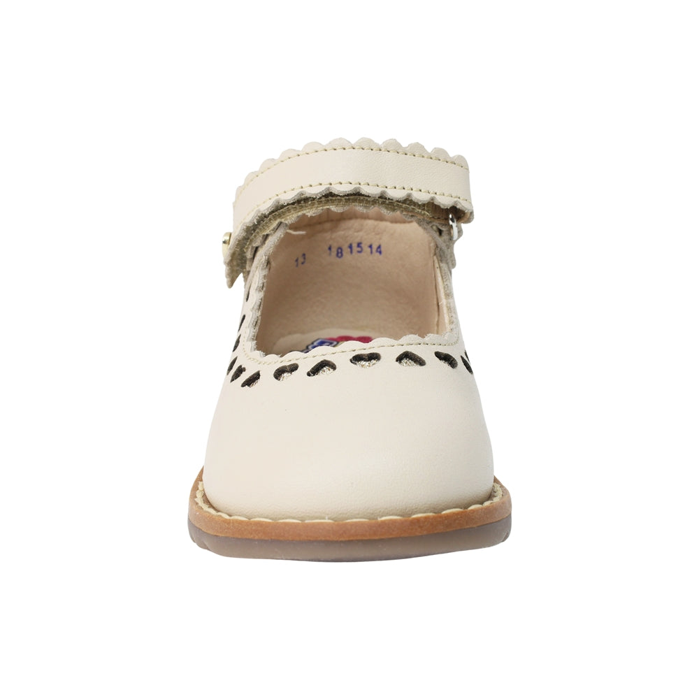 BALERINA COQUETA PARA NIÑA EN PIEL COLOR BEIGE RONDY CON TIRA DE CONTACTO