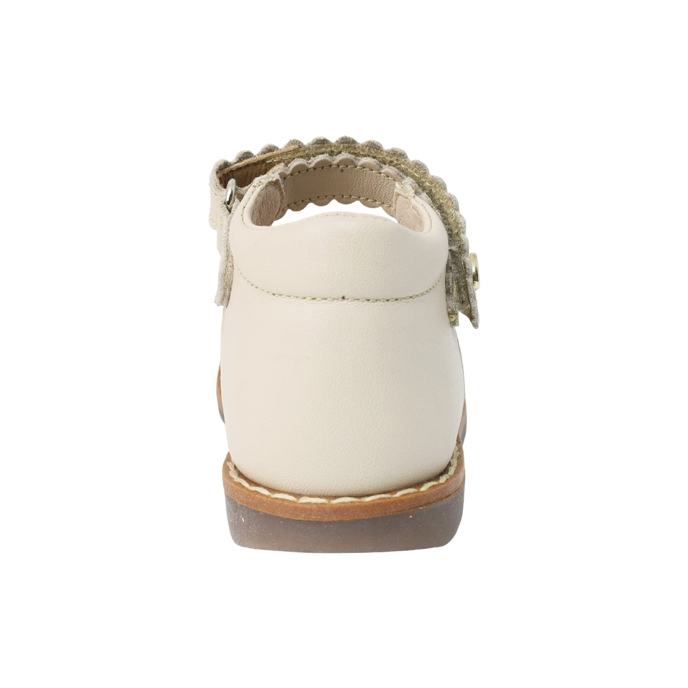 BALERINA COQUETA PARA NIÑA EN PIEL COLOR BEIGE RONDY CON TIRA DE CONTACTO