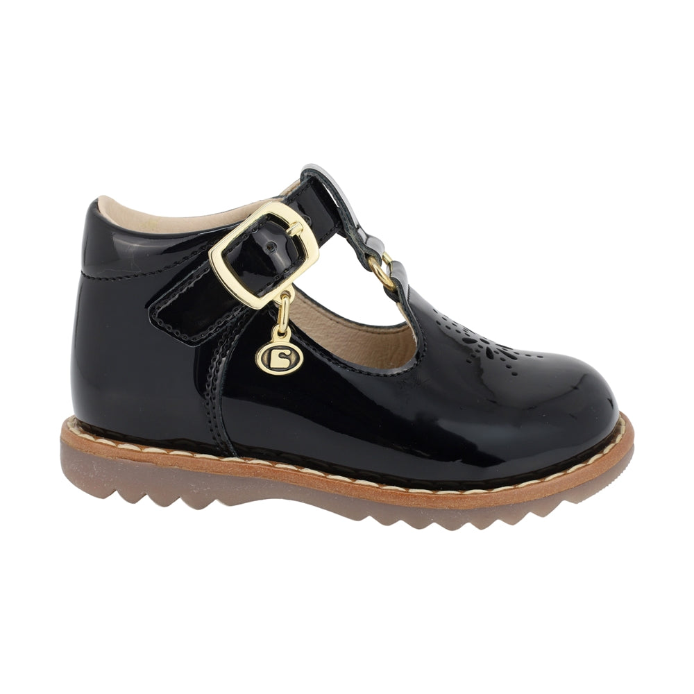 BALERINA COQUETA PARA NIÑA EN CHAROL COLOR NEGRO RONDY CON HEBILLA