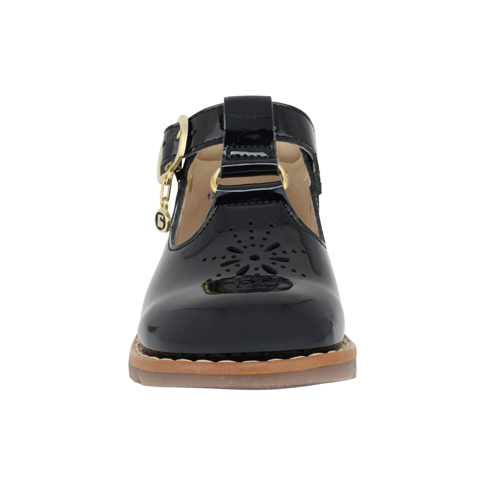 BALERINA COQUETA PARA NIÑA EN CHAROL COLOR NEGRO RONDY CON HEBILLA
