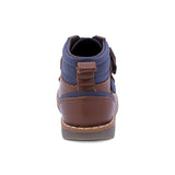 BOTITA AUDAZ PARA NIÑO DE PIEL COLOR CAFÉ CLARO RONDY CON DOBLE TIRA DE CONTACTO