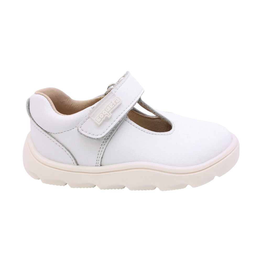 BALERINA COQUETA PARA NIÑA EN PIEL COLOR BLANCO ZERO CON TIRA DE CONTACTO