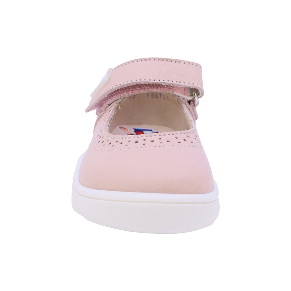 BALERINA COQUETA PARA NIÑA EN PIEL COLOR ROSA ZERO CON TIRA DE CONTACTO