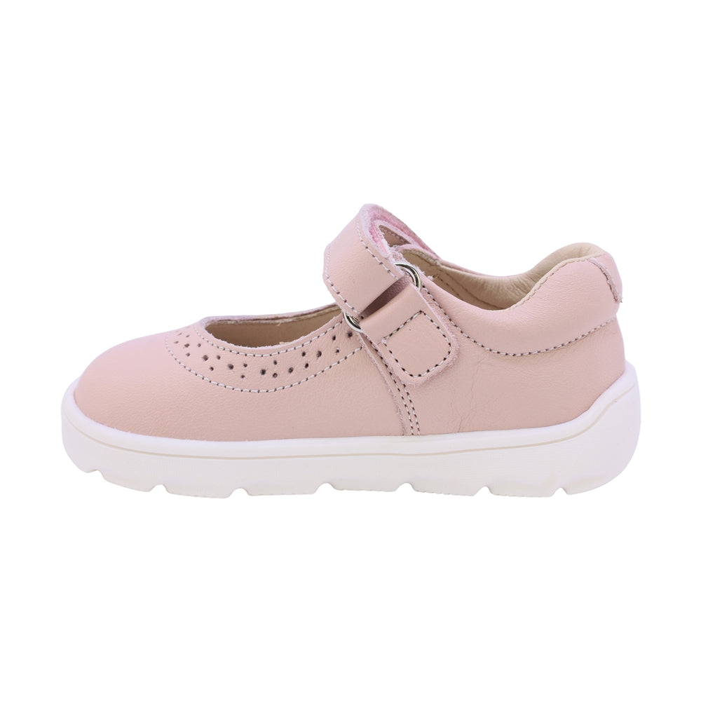 BALERINA COQUETA PARA NIÑA EN PIEL COLOR ROSA ZERO CON TIRA DE CONTACTO