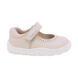 BALERINA COQUETA PARA NIÑA EN PIEL COLOR BEIGE ZERO CON TIRA DE CONTACTO