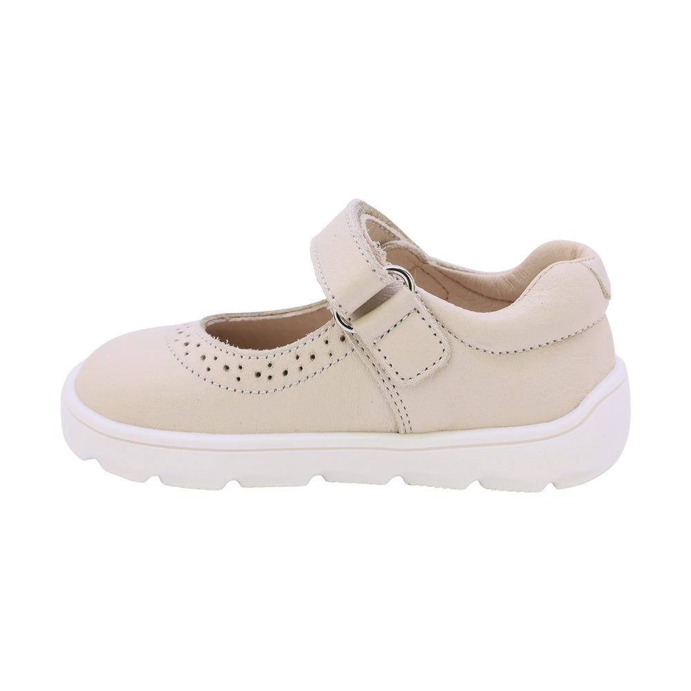BALERINA COQUETA PARA NIÑA EN PIEL COLOR BEIGE ZERO CON TIRA DE CONTACTO