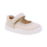 BALERINA COQUETA PARA NIÑA EN PIEL COLOR BEIGE ZERO CON TIRA DE CONTACTO
