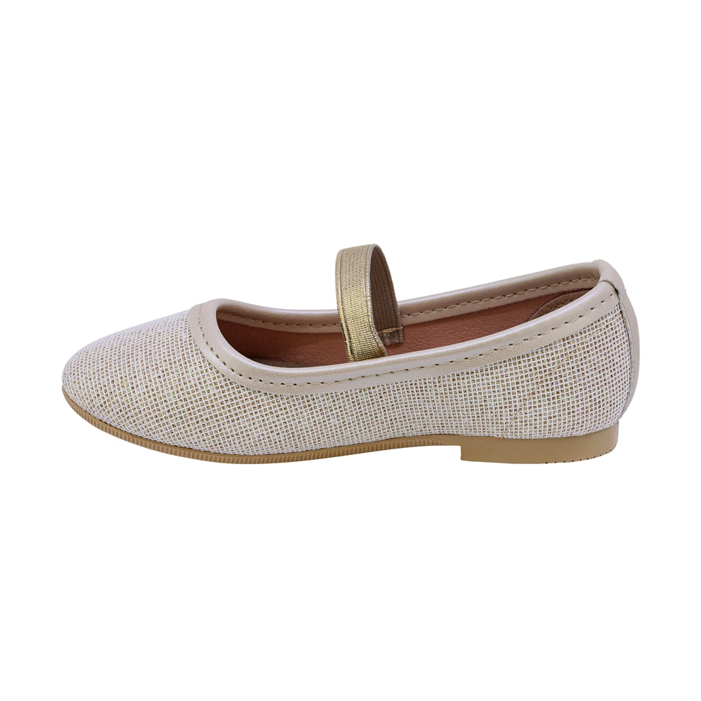 BALERINA COQUETA PARA NIÑA COLOR BEIGE DE SINTÉTICO FLORINDA CON AGUJETA ELÁSTICA