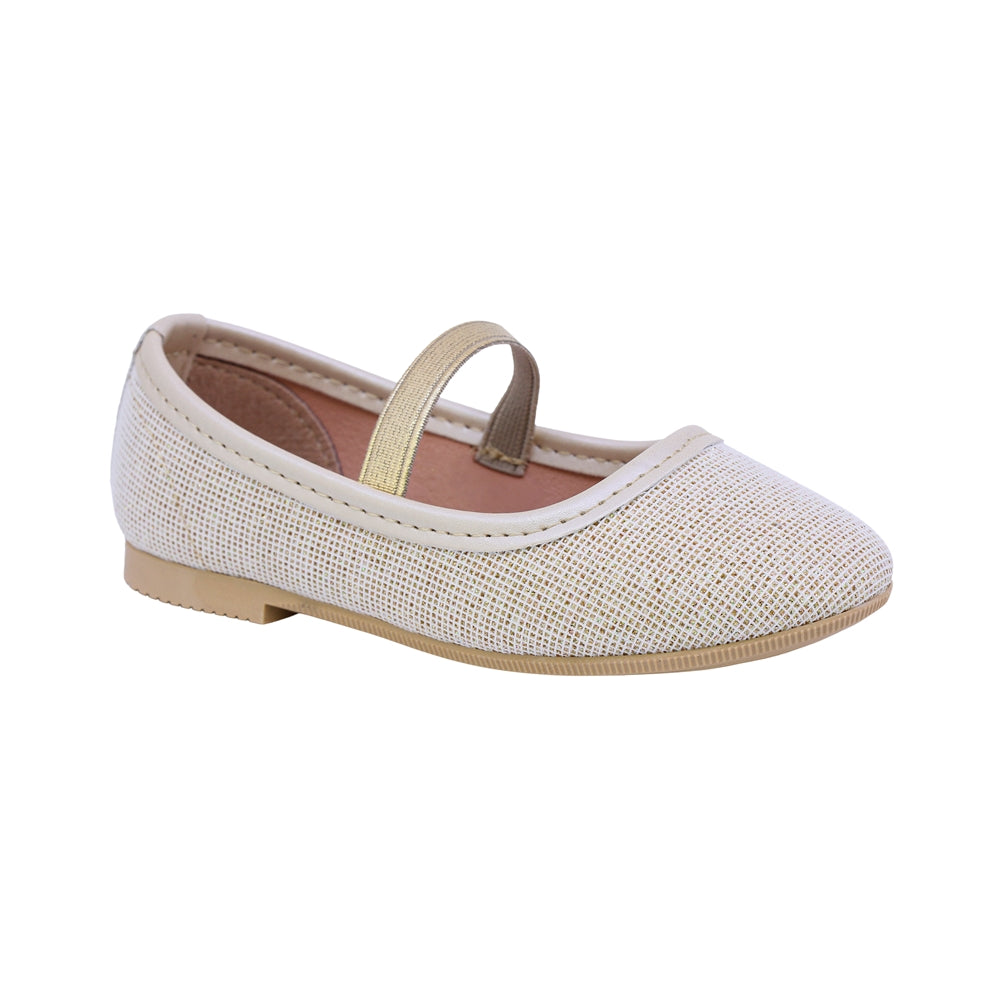 BALERINA COQUETA PARA NIÑA COLOR BEIGE DE SINTÉTICO FLORINDA CON AGUJETA ELÁSTICA