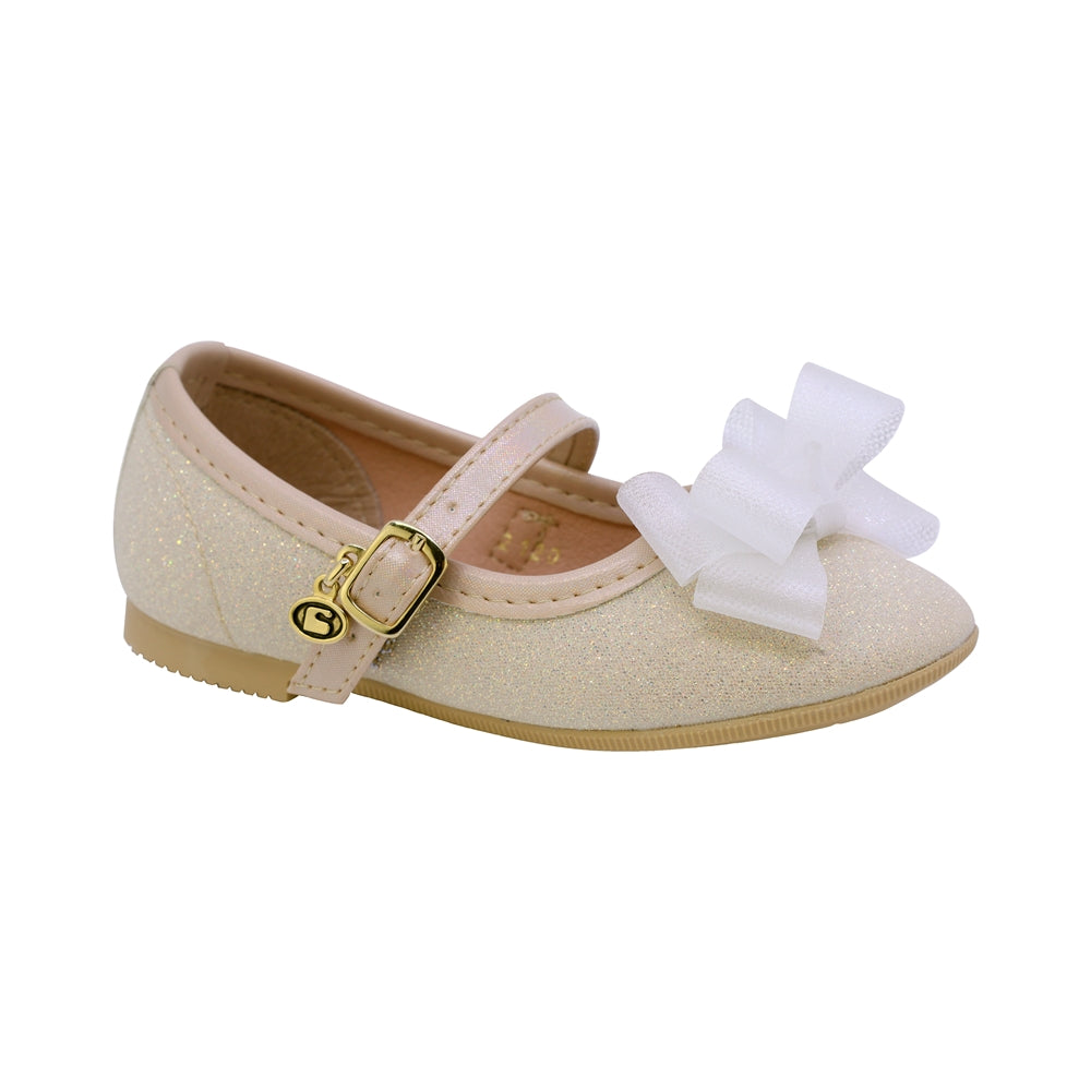 BALERINA COQUETA PARA NIÑA COLOR ORO DE SINTÉTICO FLORINDA CON HEBILLA