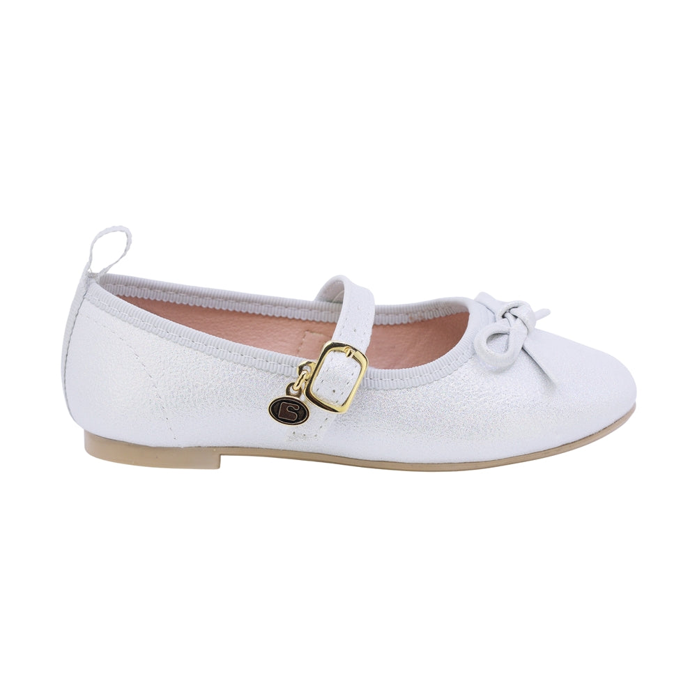 BALERINA COQUETA PARA NIÑA COLOR PERLA DE SINTÉTICO CLEOTILDE CON HEBILLA