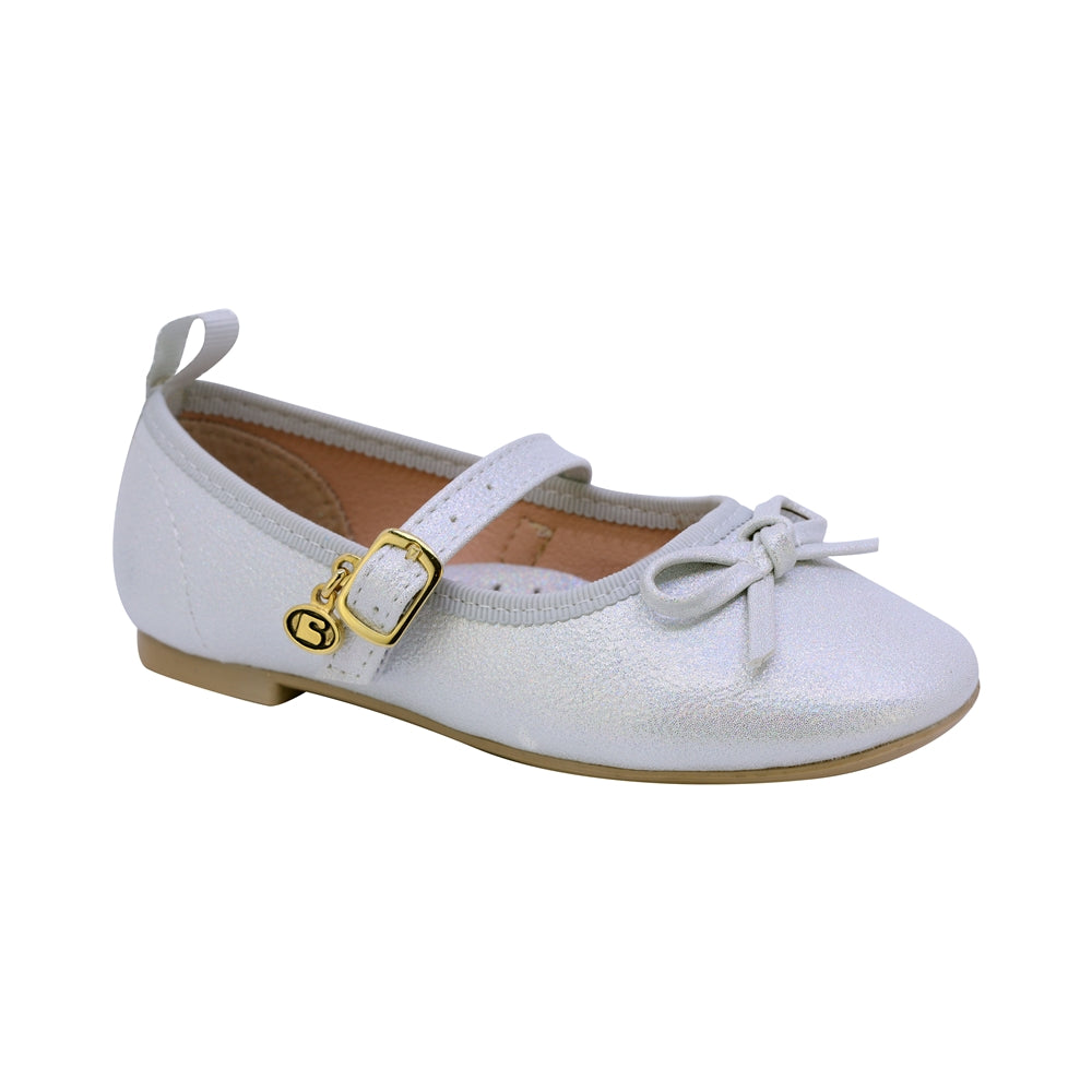 BALERINA COQUETA PARA NIÑA COLOR PERLA DE SINTÉTICO CLEOTILDE CON HEBILLA