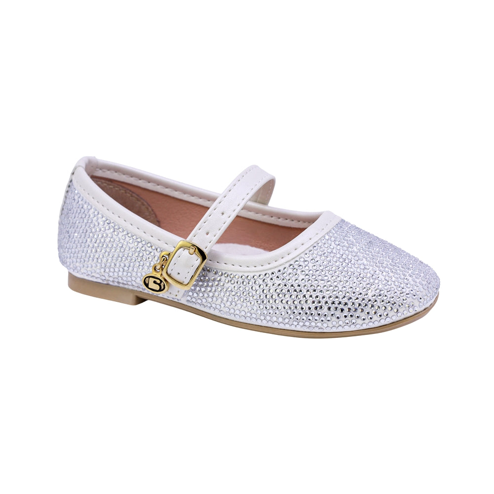 BALERINA COQUETA PARA NIÑA COLOR BLANCO DE SINTÉTICO CLEOTILDE CON HEBILLA