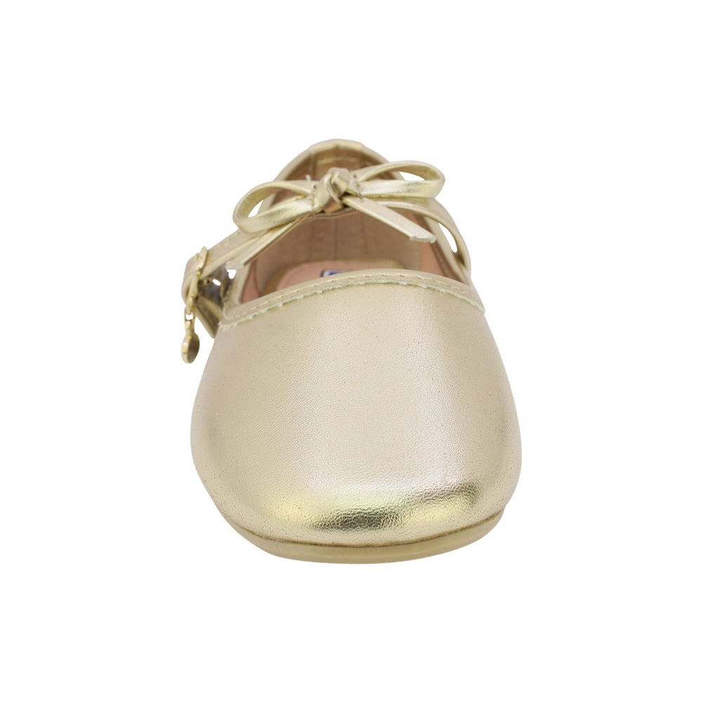 BALERINA COQUETA PARA NIÑA EN SINTÉTICO COLOR ORO CLEOTILDE CON HEBILLA