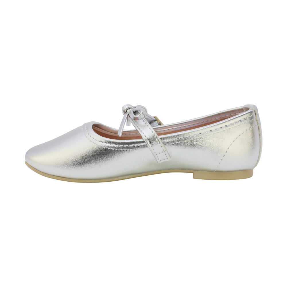 BALERINA COQUETA PARA NIÑA EN SINTÉTICO COLOR PLATA CLEOTILDE CON HEBILLA