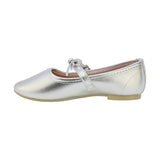 BALERINA COQUETA PARA NIÑA EN SINTÉTICO COLOR PLATA CLEOTILDE CON HEBILLA
