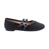 BALERINA COQUETA PARA NIÑA EN SINTÉTICO COLOR NEGRO CLEOTILDE CON DOBLE HEBILLA