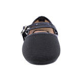 BALERINA COQUETA PARA NIÑA EN SINTÉTICO COLOR NEGRO CLEOTILDE CON DOBLE HEBILLA