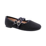 BALERINA COQUETA PARA NIÑA EN SINTÉTICO COLOR NEGRO CLEOTILDE CON DOBLE HEBILLA