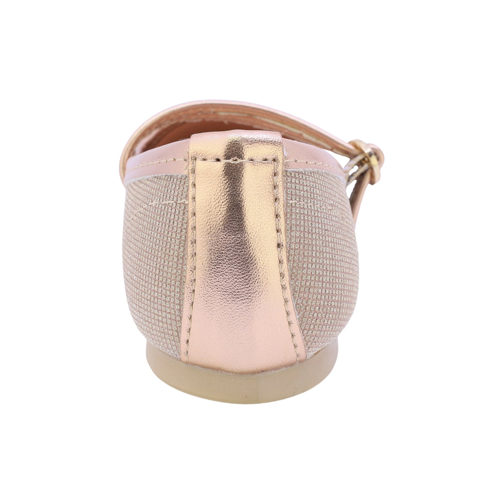 BALERINA COQUETA PARA NIÑA EN SINTÉTICO COLOR ORO ROSADO CLEOTILDE CON DOBLE HEBILLA