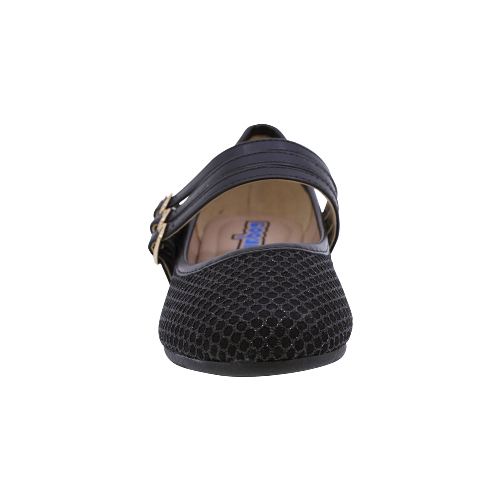 BALERINA COQUETA PARA NIÑA EN SINTÉTICO COLOR NEGRO YUUKI CON TRIPLE HEBILLA