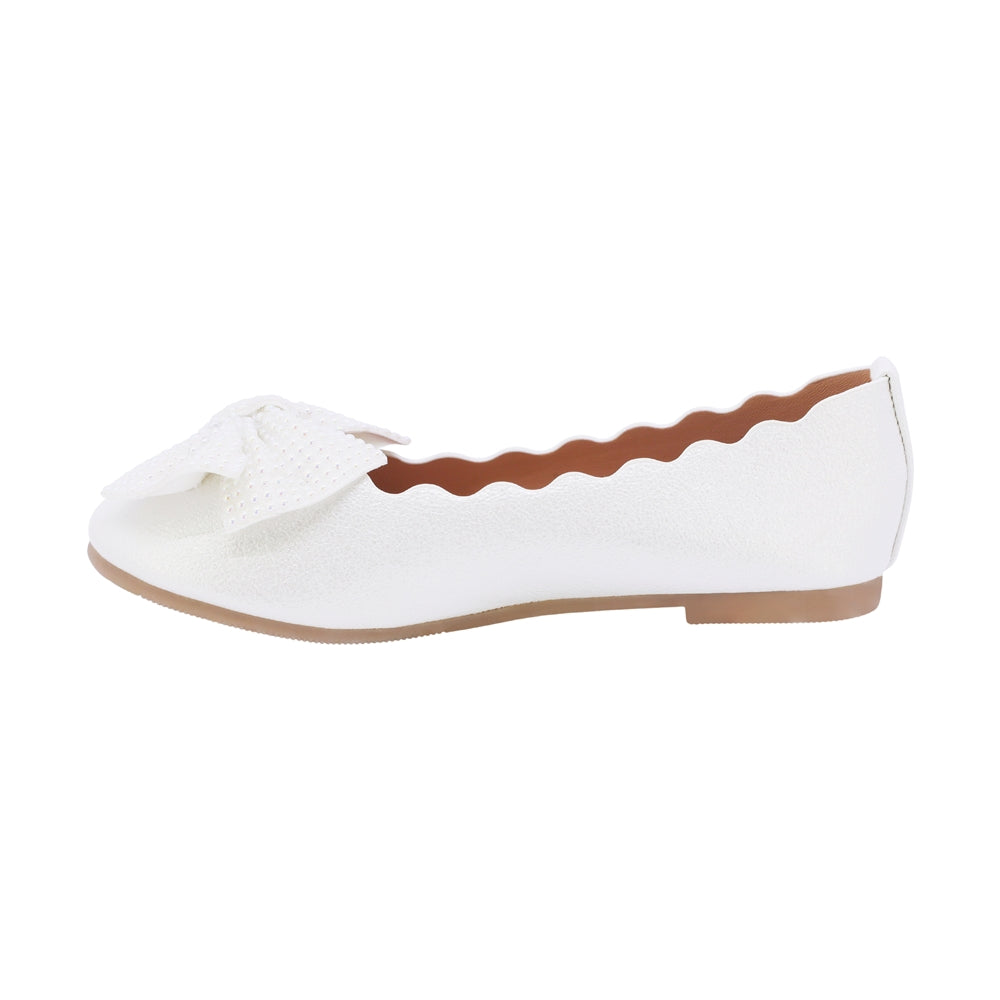 BALERINA COQUETA PARA NIÑA COLOR PERLA DE SINTÉTICO SLIP ON