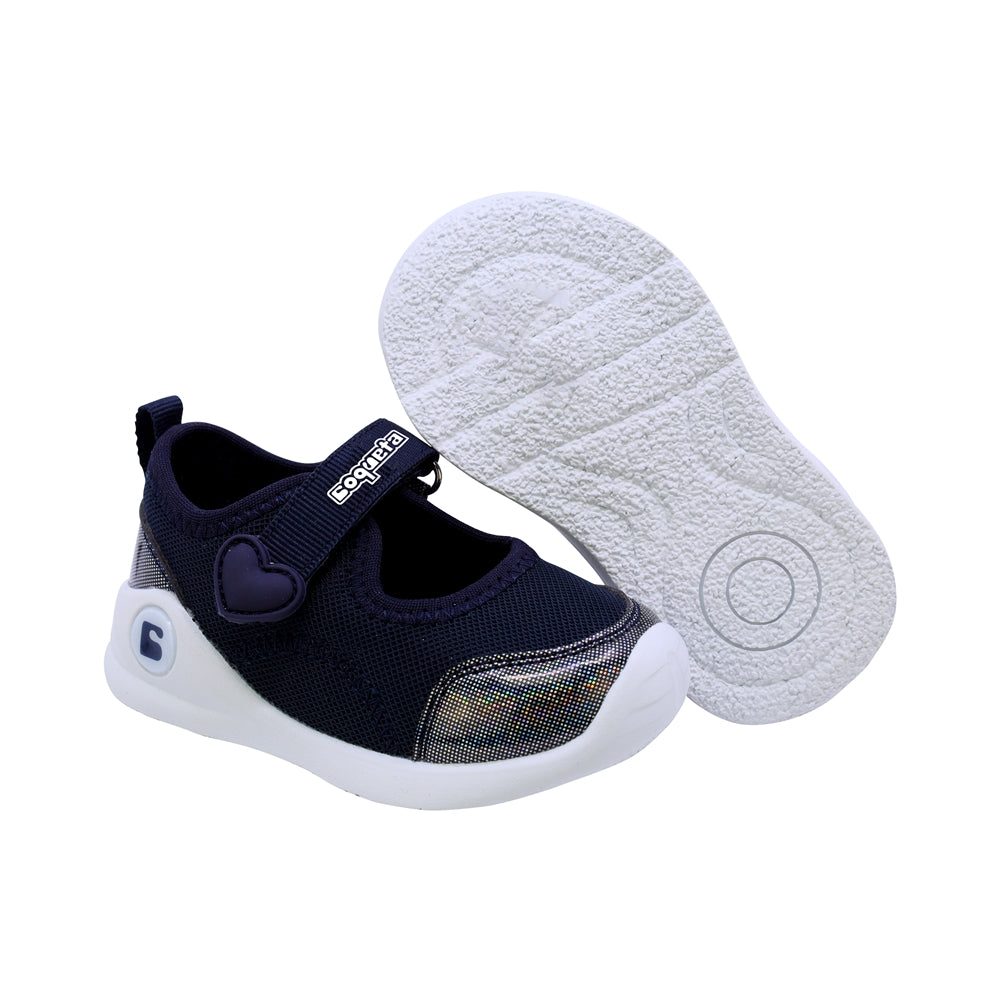 TENIS COQUETA PARA NIÑA EN SINTÉTICO COLOR AZUL MARINO LUNETA CON TIRA DE CONTACTO