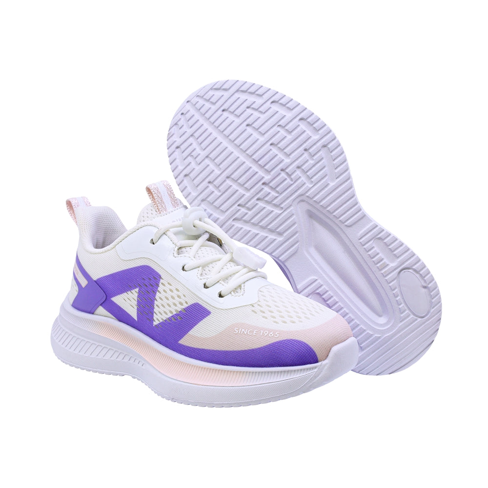 TENIS COQUETA PARA NIÑA SINTÉTICO COLOR BLANCO LILA ROCCO CON AGUJETA