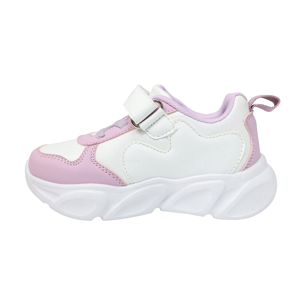 TENIS COQUETA PARA NIÑA EN SINTÉTICO COLOR BLANCO-LILA BULMA CON AGUJETA Y TIRA DE CONTACTO
