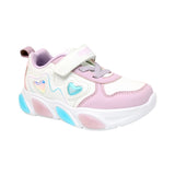 TENIS COQUETA PARA NIÑA EN SINTÉTICO COLOR BLANCO-LILA BULMA CON AGUJETA Y TIRA DE CONTACTO