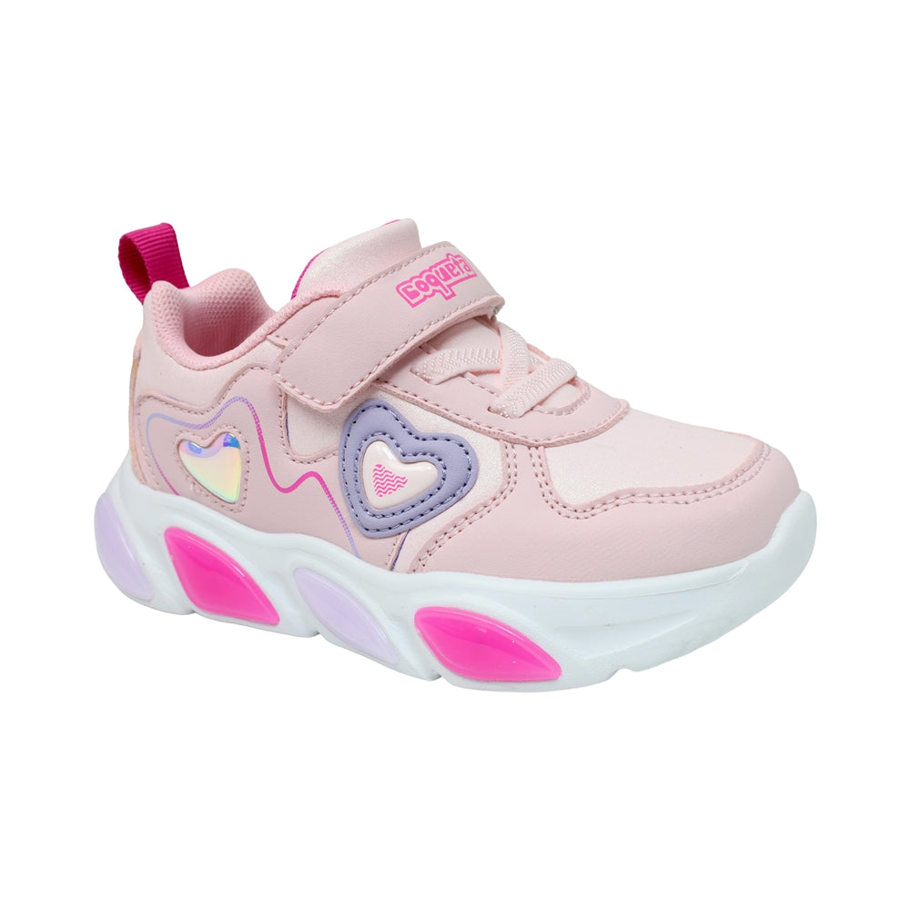 TENIS COQUETA PARA NIÑA EN SINTÉTICO COLOR ROSA BULMA CON AGUJETA Y TIRA DE CONTACTO