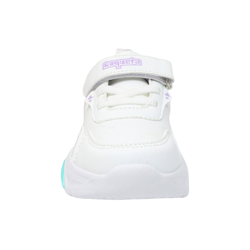 TENIS COQUETA PARA NIÑA EN SINTÉTICO COLOR BLANCO BULMA CON AGUJETA Y TIRA DE CONTACTO