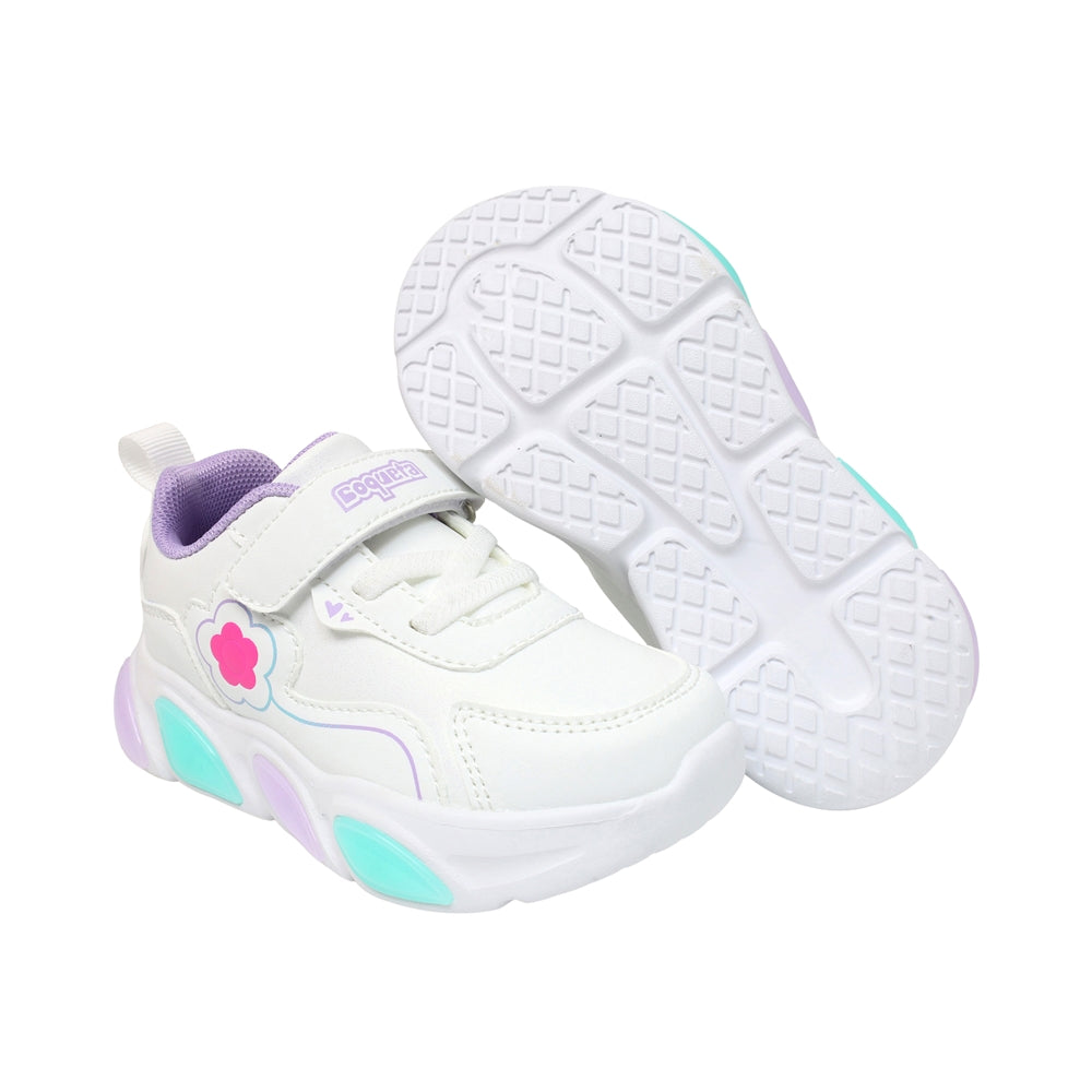 TENIS COQUETA PARA NIÑA EN SINTÉTICO COLOR BLANCO BULMA CON AGUJETA Y TIRA DE CONTACTO