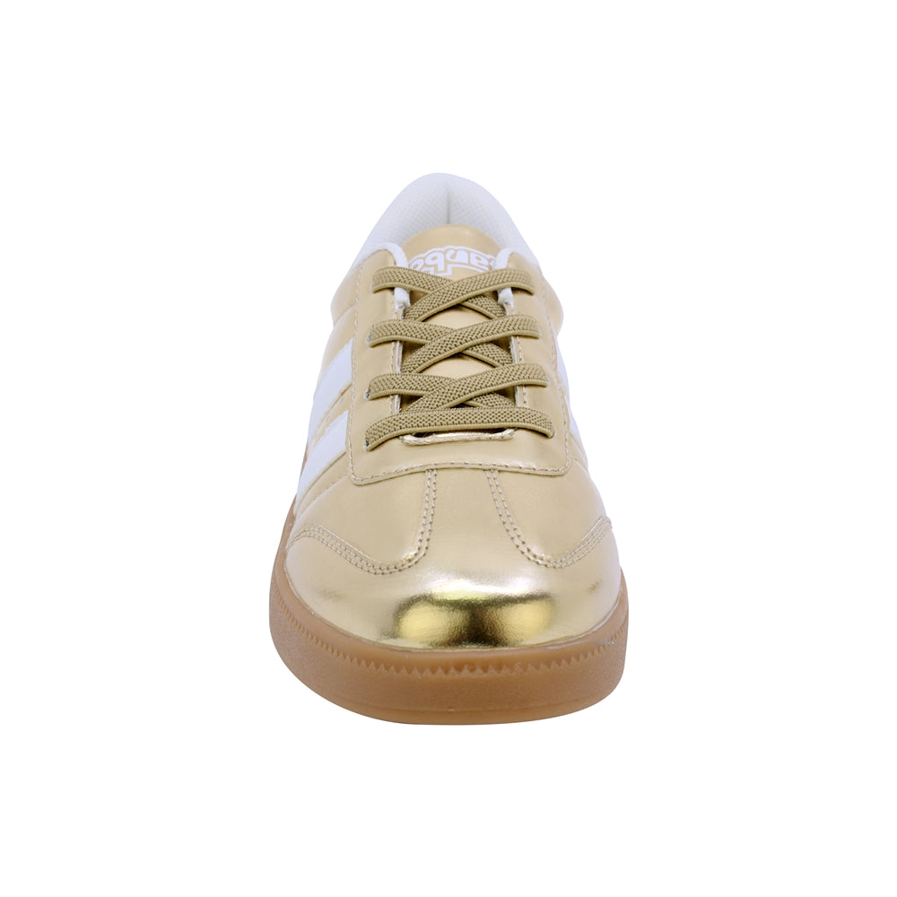 TENIS COQUETA PARA NIÑA DE SINTÉTICO COLOR ORO TIMON CON AGUJETA